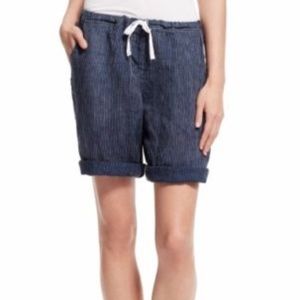 Calypso St. Barth Bermuda Linen Shorts Navy Stripe New with tags size XS